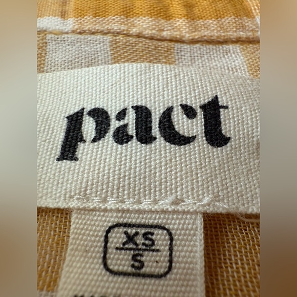 Pact 100% Organic Cotton Gauze Checkered Golden Yellow White Tunic Dress XS / S - Picture 3 of 12